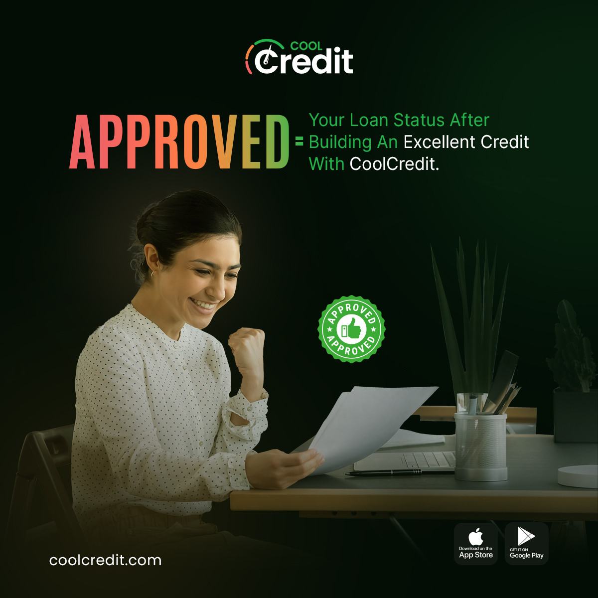Having an excellent #creditscore makes it easier to get approved for #loans because it means you're seen as less risky to lenders. This translates into lower #interestrates, higher loan amounts, faster approval, better terms, and more. Download the #CoolCreditApp for more!