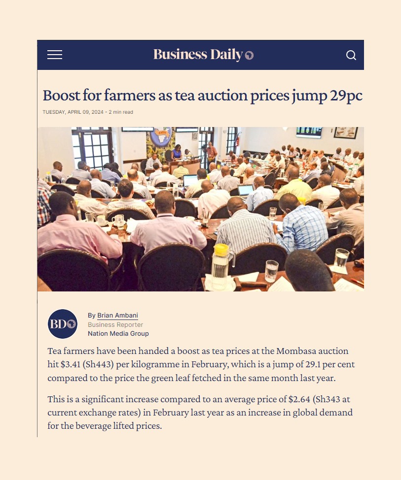 The rise in tea and coffee auction prices under President Ruto's leadership highlights his efforts to support farmers and promote the growth of the agricultural sector. #DidRutoDoIt Someone Tell Kenyans Without Subsidies