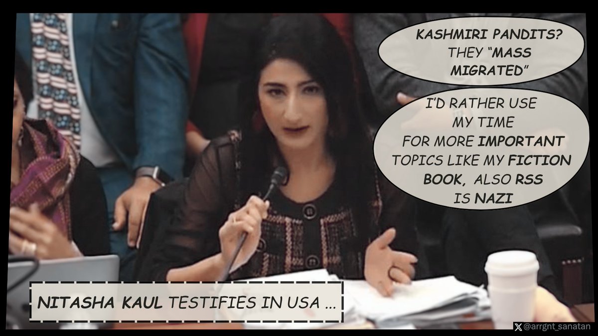 (1/6) Why do some left-wing Hindus make the loudest anti-Hindu noises? - Nitasha Kaul, a Kashmiri Pandit, speaks to the US Congress about Kashmir. She doesn't think it's important to mention the Kashmiri Pandit massacre in the five minutes she has. - Nishant Upadhyay, an 'ethnic…