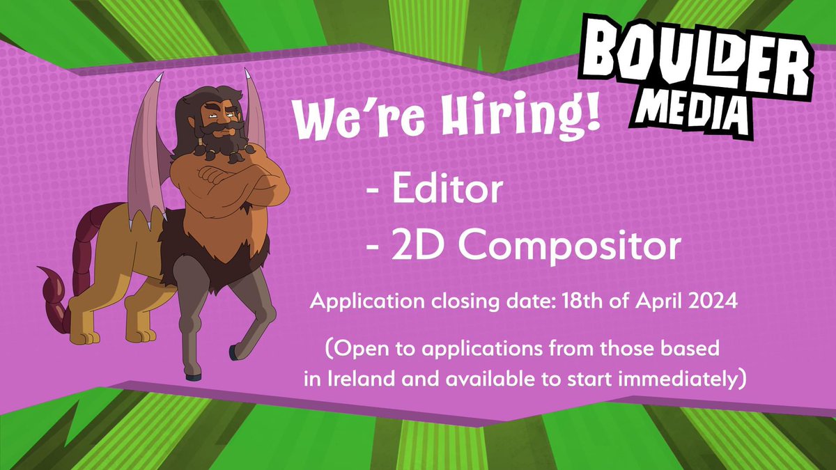 bouldermedia.tv/careers/
#jobfairy #animationireland #animatonjobs #irishanimation #JobSeekers