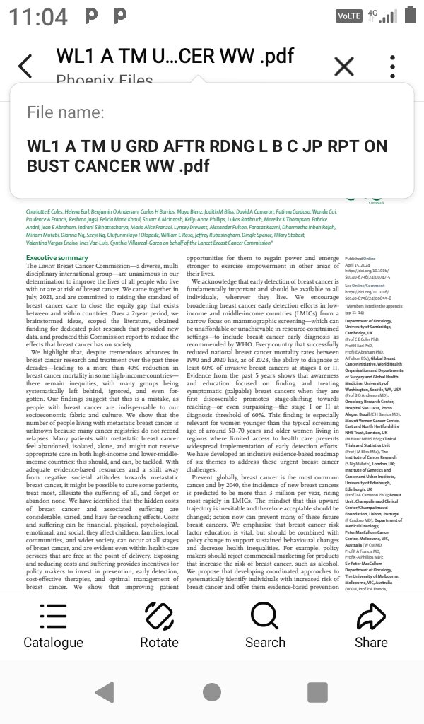 ARTHUR & TEAM

HAVE.

SUPER EXCLV

LANCET B CMSN

JP REPORT ADDING TO
WHO/OTHRS

INFO ON BUST CANCER
IN WOMEN WW

TM READS AND GRADES

CHK 4 ANY DSCRPCS
WITH LST W H O RPT
WE SHARED & DSCD

STL THNKFL TO LBC

FML B CANCER IS BIG
ISSUE WW