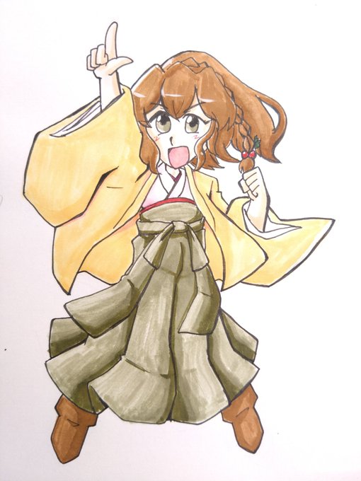 「hakama skirt ponytail」 illustration images(Latest)