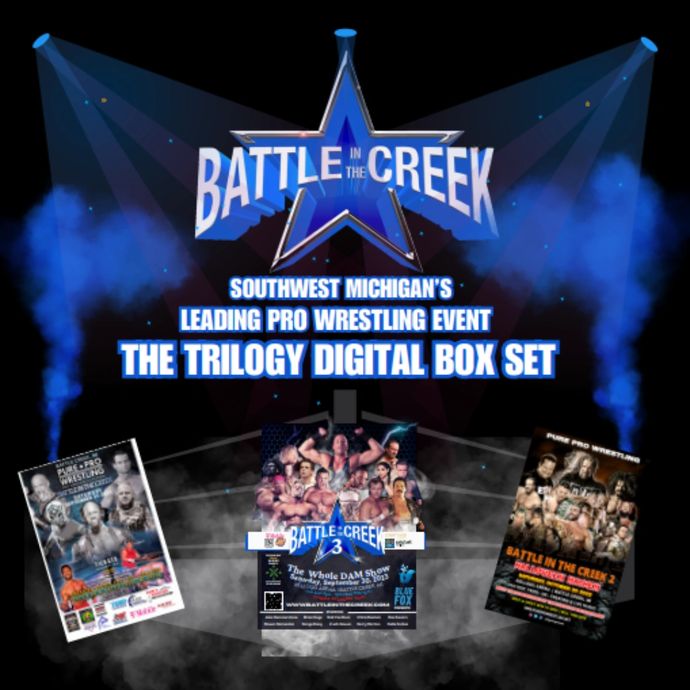 🔥Grab your copy of the 'Battle in the Creek - The Trilogy' digital box set now! Relive the epic matches from @inthecreek269 2021-2023, featuring wrestling legends like @TherealRVD! Use code 'PPW' to save $5 and enjoy free shipping. 🎥 Order now: inthecreek.org/shop/ols/produ…