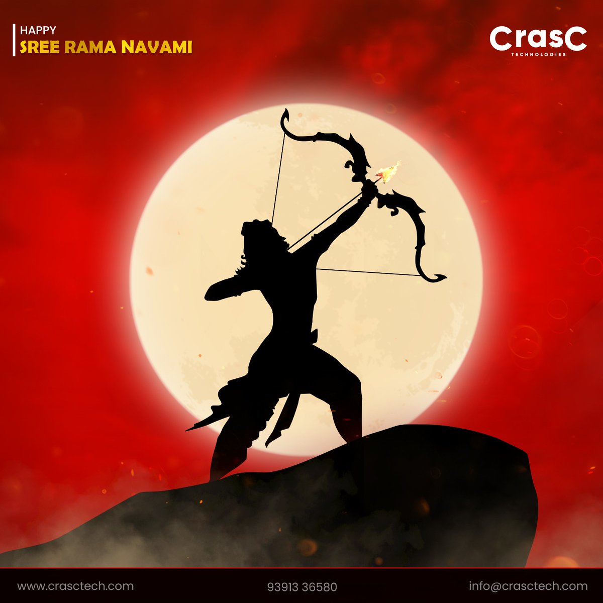 🏹 Happy Sri Rama Navami from the Crasctech family!🌺 🙏May the honesty of Lord Rama inspire you to walk the path of righteousness and lead a life of courage and compassion. 💫 #crasctech #SreeRamaNavami #lordrama #lordramablessing #adhoyarammandir #jaishreeram #sitaram