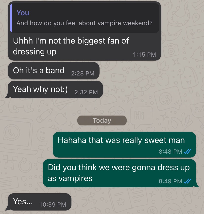 asked a German friend if he wanted to see vampire weekend