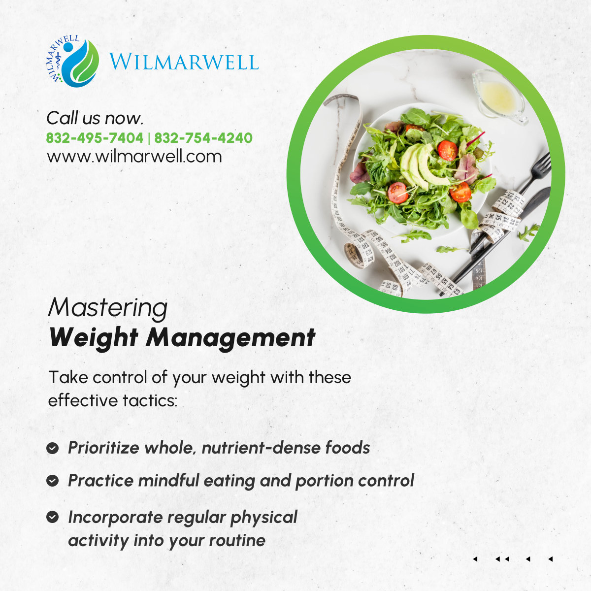 Achieve your weight management goals with these practical and sustainable strategies. Embrace a healthier lifestyle and enjoy the benefits of improved well-being and vitality. 

#RichmondTX #WellnessCoachAndHealthcareStaffing #WeightManagement