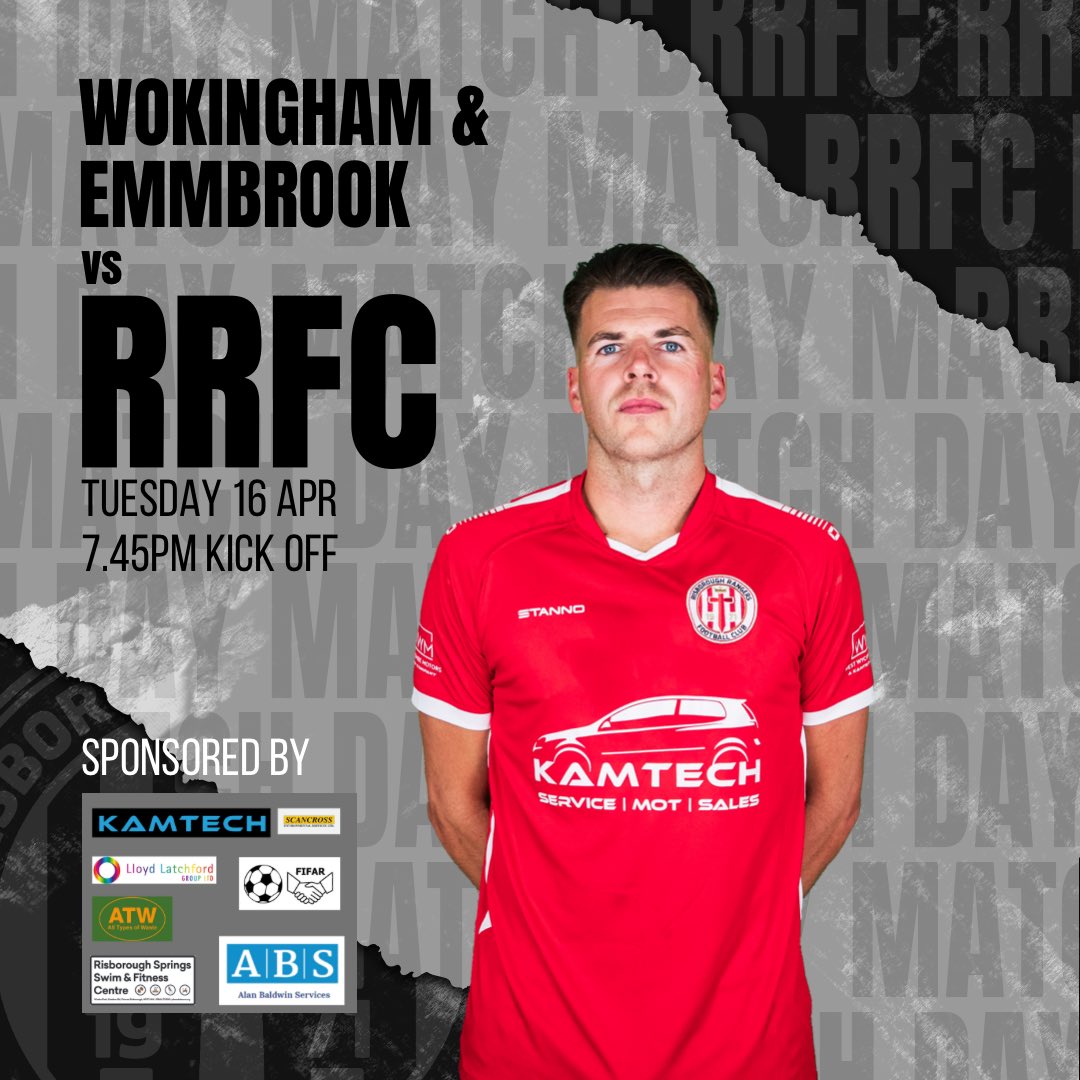 RRFC_1971's tweet photo. It’s Matchday as this evening we travel to @wokingham_sumas
KO: 7.45PM
Lowther Road, RG41 1JB
@kamtechgarage @baldwin_al #FIFAR #RisboroughSprings #SESLtd #ATW #LloydLatchford https://t.co/uTndvv8jew