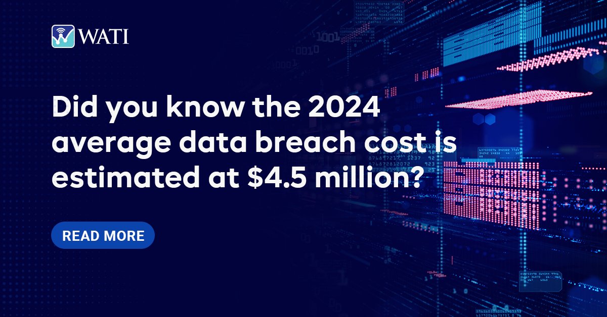 According to the Ponemon Institute's latest report, data breaches pose an increasing threat for businesses of all sizes, with devastating consequences, where the average cost is estimated at $4.5 million. ️

Protect your business now: wati.com/services/cyber…

#DataBreaches