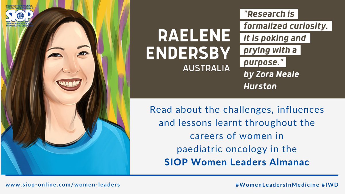 We celebrate women leaders in #PaediatricOncology and honor DR. RAELENE ENDERSBY (Australia) cancer scientist with extensive expertise in translational cancer research for paediatric brain cancers: 
tinyurl.com/24bcs264

#WomenInMedicine
@worldSIOP

siop-online.org/women