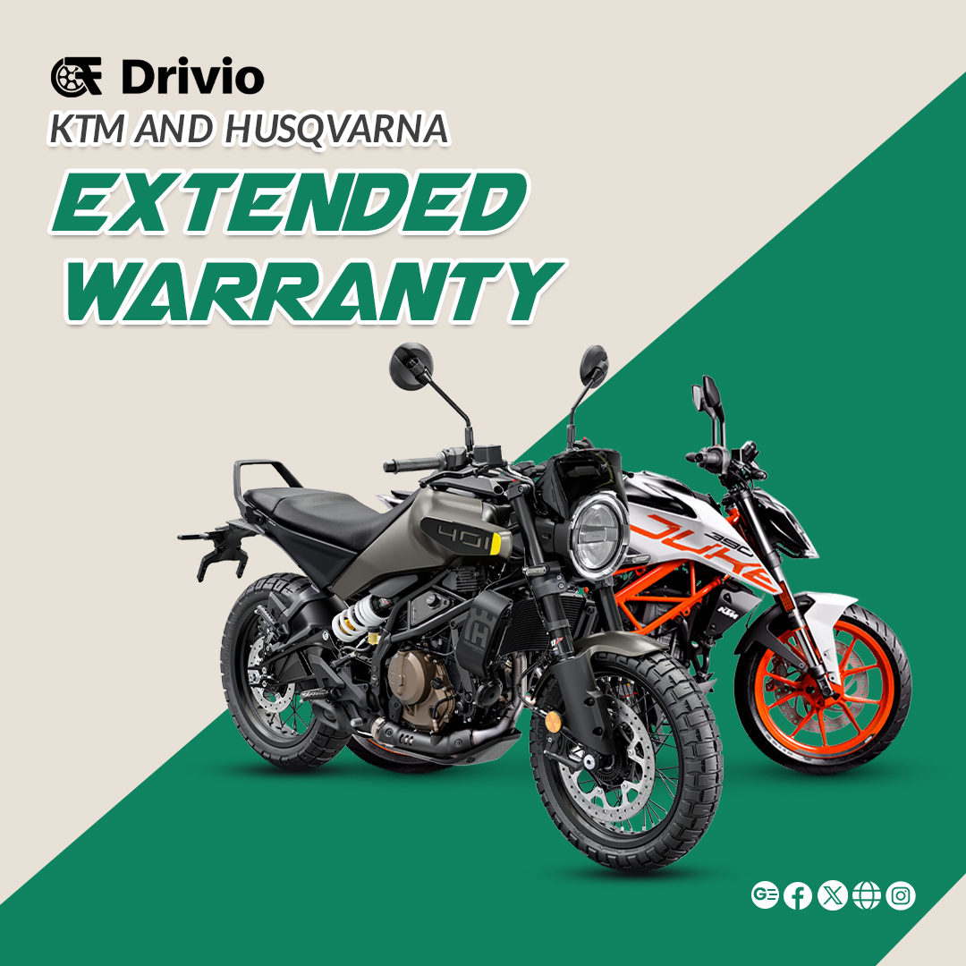 Attention all riders! KTM and Husqvarna motorcycles come with a complimentary extended warranty package. Explore the details in our blog!

Read more drivio.in/news/ktm-and-h…

#KTM #Husqvarna #ExtendedWarranty #RideInStyle #BikeLovers #TwoWheeler #BikeNews #drivio_official