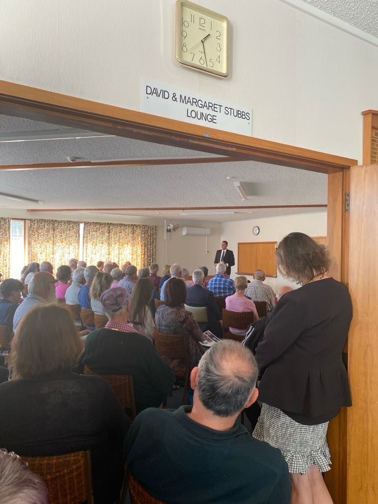 Jamie Arbuckle MP in Blenheim today as part of our April Tour, great turn out, packed room. If you'd like an update on all the work we're doing in Parliament and want to make your voice heard, come along to one of our upcoming meetings 👀👇

nzfirst.nz/calendar