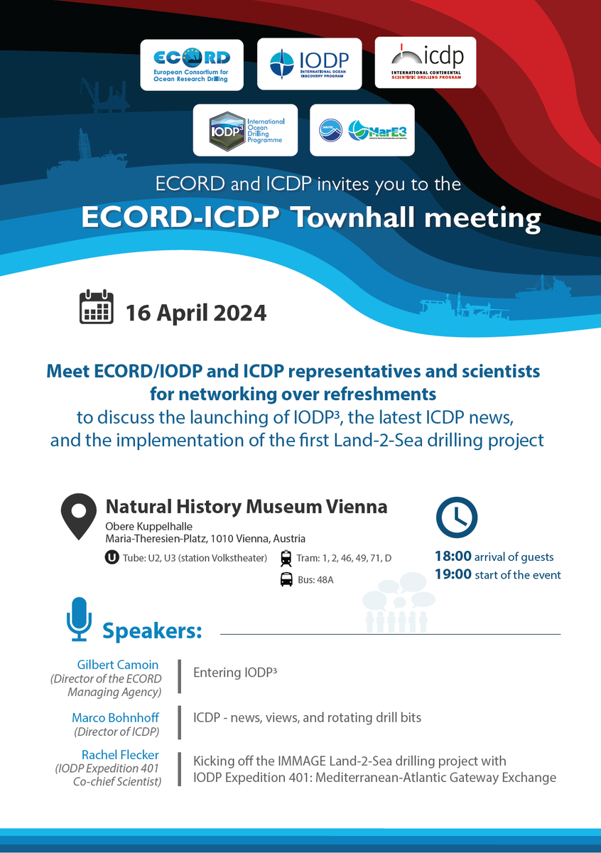 Lets meet tonight at the @ECORD_IODP & @icdpDrilling Townhall meeting in the @NHM_Wien