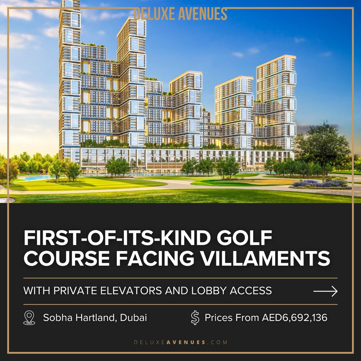 Elevate your lifestyle with #GolfRidges at #SobhaOne featuring #PrivateElevators within villaments that open to dedicated lobby access and parking right at your doorstep.

👉 Learn more at davenues.com/dubai/golf-rid…

#DeluxeAvenues #RealEstate #Dubai #DubaiRealEstate #DubaiAvenues