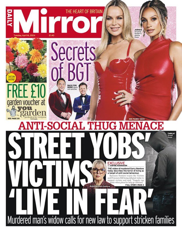 Kevin_Maguire's tweet photo. The Victims’ Commissioner for England and Wales, Helen Newlove, calling for greater support for victims of antisocial behaviour is today’s @DailyMirror splash. https://t.co/o59EWIdGDW