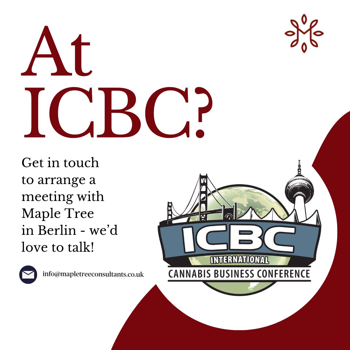 We're delighted to be in Berlin this week #InternationalCBC in Berlin. Will we see you there? We'd love to chat, so please get in touch to arrange a catch up - contact us here or drop us an email at info@mapletreeconsultants.co.uk.