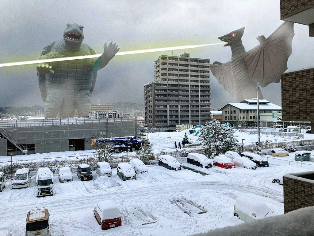 島根県松江市
「大怪獣雪中戦 ガメラ対ギャオス」
#あなたの街に怪獣が出現する #デジラマ