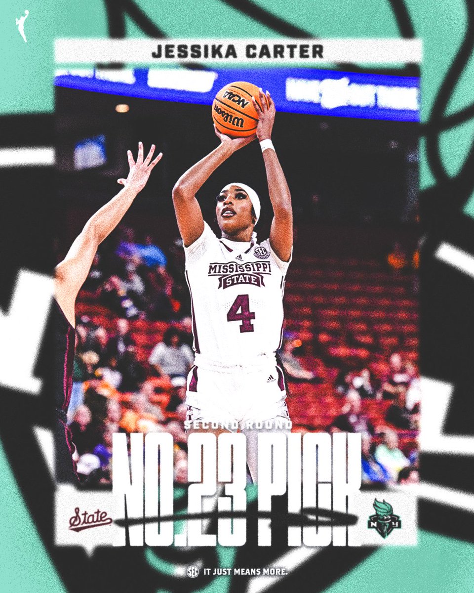 NO. 23 OVERALL PICK 🐶 Jessika Carter, @HailStateWBK @nyliberty x #WNBADraft