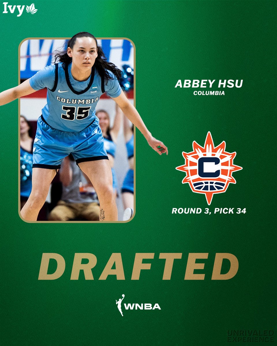 DRAFTED. With the 34th pick in the WNBA Draft, the @ConnecticutSun have selected @CULionsWBB's Abbey Hsu! Congratulations, Abbey! 🌿🏀