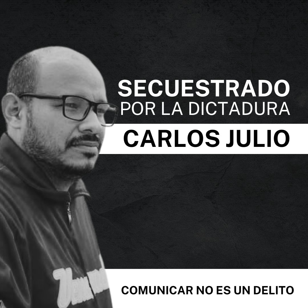 Secuestrado por el régimen criminal y asesino de Nicolás Maduro. Una vez más demuestra que la persecución, el encarcelamiento y la tortura son sus política de Estado. #LibertadParaCarlos