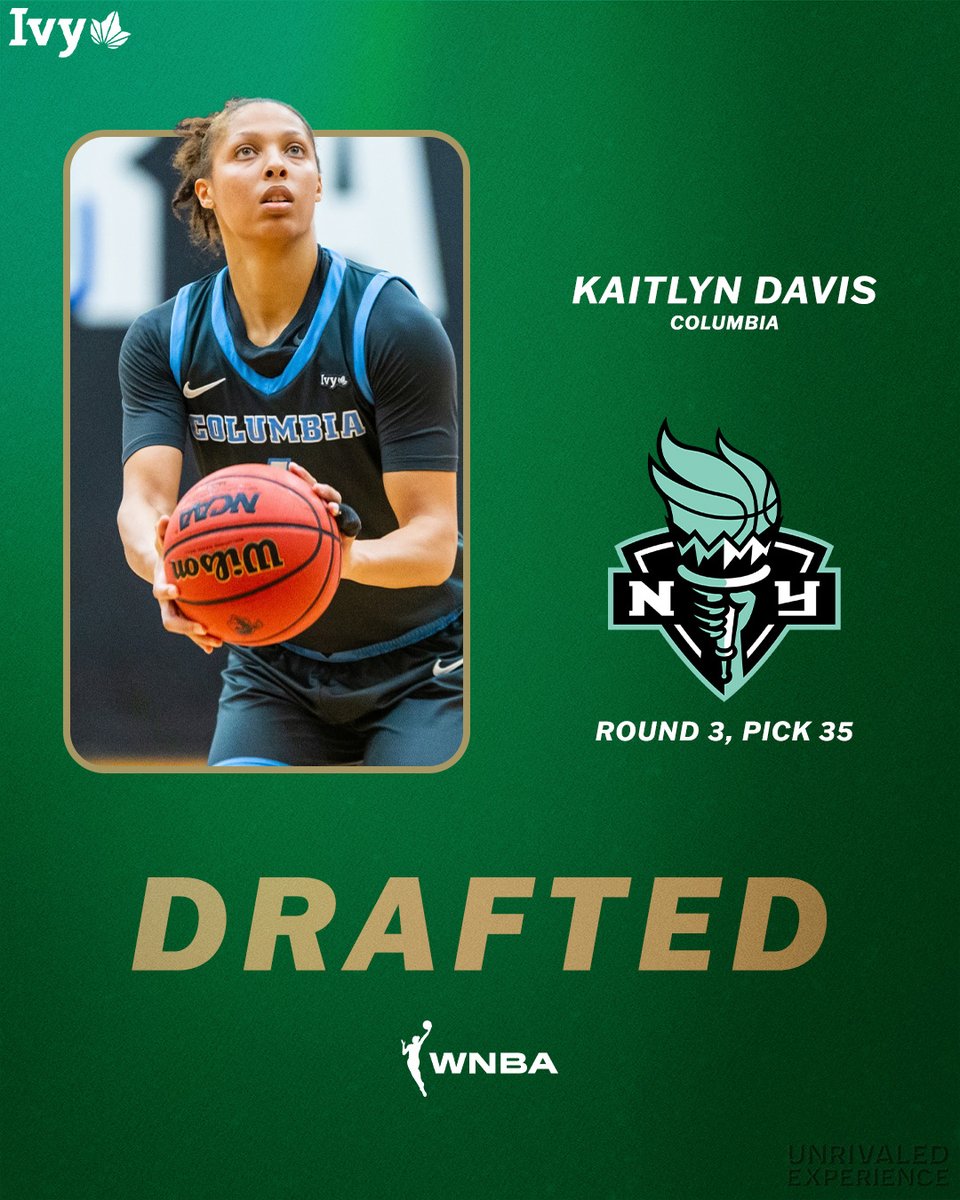 NEW YORK, NEW YORK. With the 35th pick in the WNBA Draft, the @nyliberty have selected @CULionsWBB's Kaitlyn Davis! Congratulations, Kaitlyn! 🌿🏀