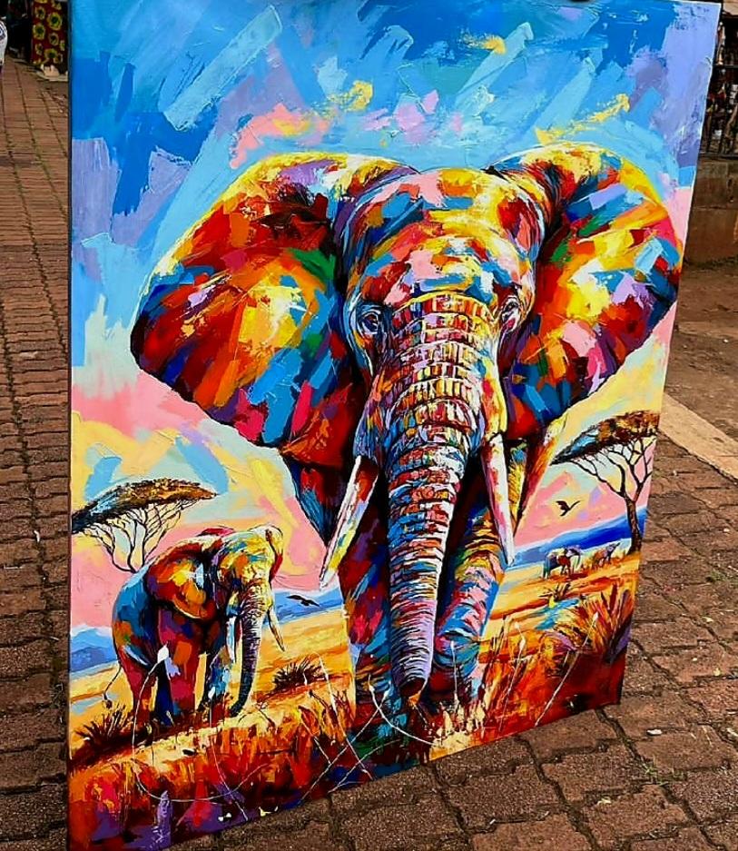 We admire elephants in part because they demonstrate what we consider the finest human traits: empathy, self-awareness, and social intelligence. But the way we treat them puts on display the very worst of human behavior. Acrylics painting on canvas #elephantlovers#elephant