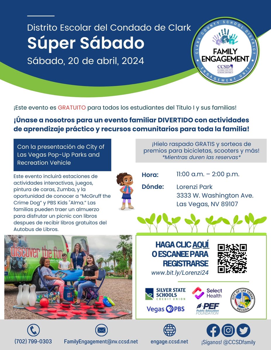 Join @CSSDFamily at Super Saturday on April 20, 2024! Scan the QR code to register!⭐

#LasVegas #CCSD #ClarkCounty #FamilyFun #FamilyEvent