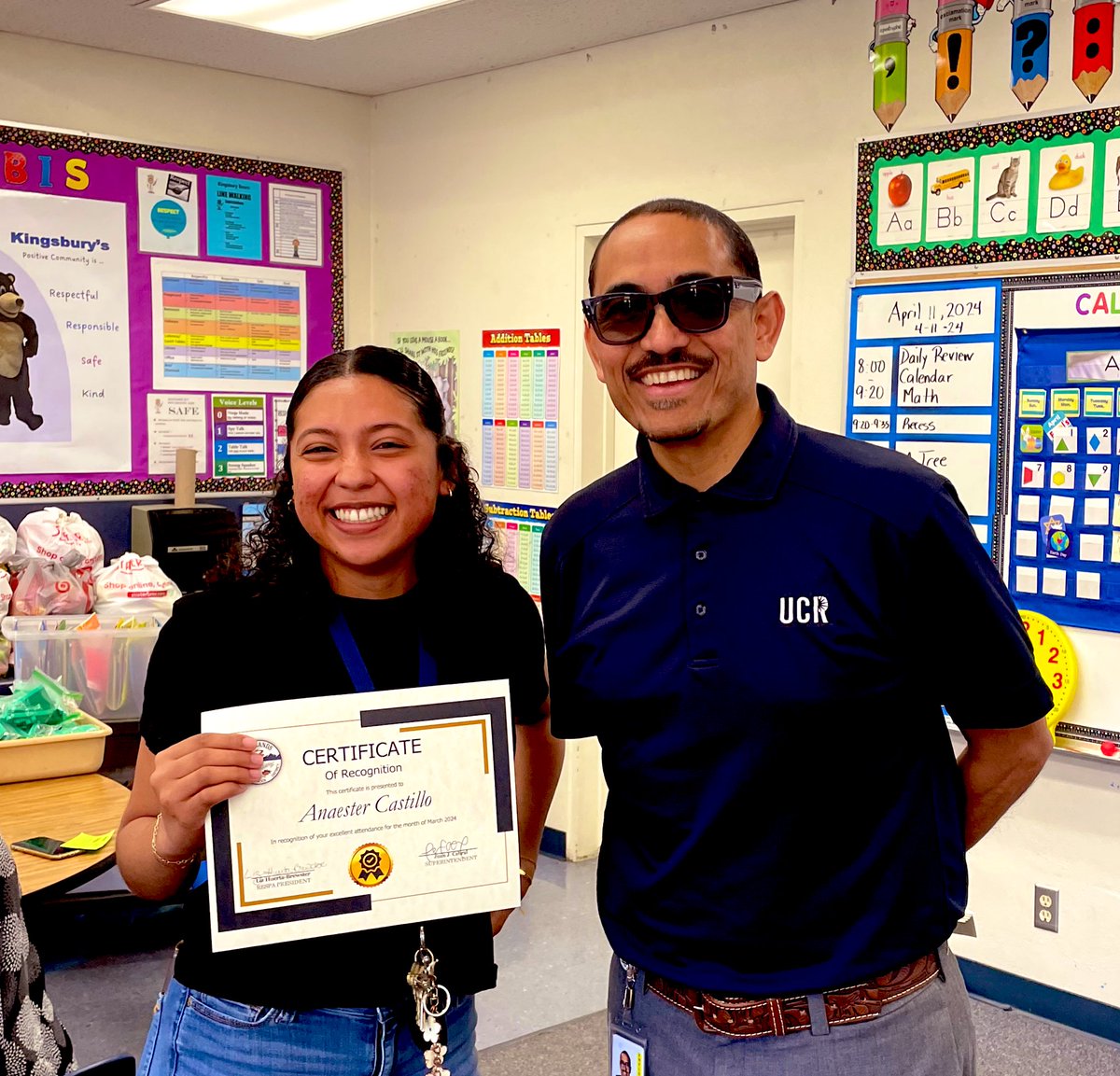 Just a few pics from visits to @BrynMawrRUSD @CopeMiddleRUSD @KingsburyRUSD to celebrate classified team members for excellent Feb/March attendance. Huge THANK YOU to almost 400 employees who earned awards! @RedlandsUSD #ThisIsRUSD