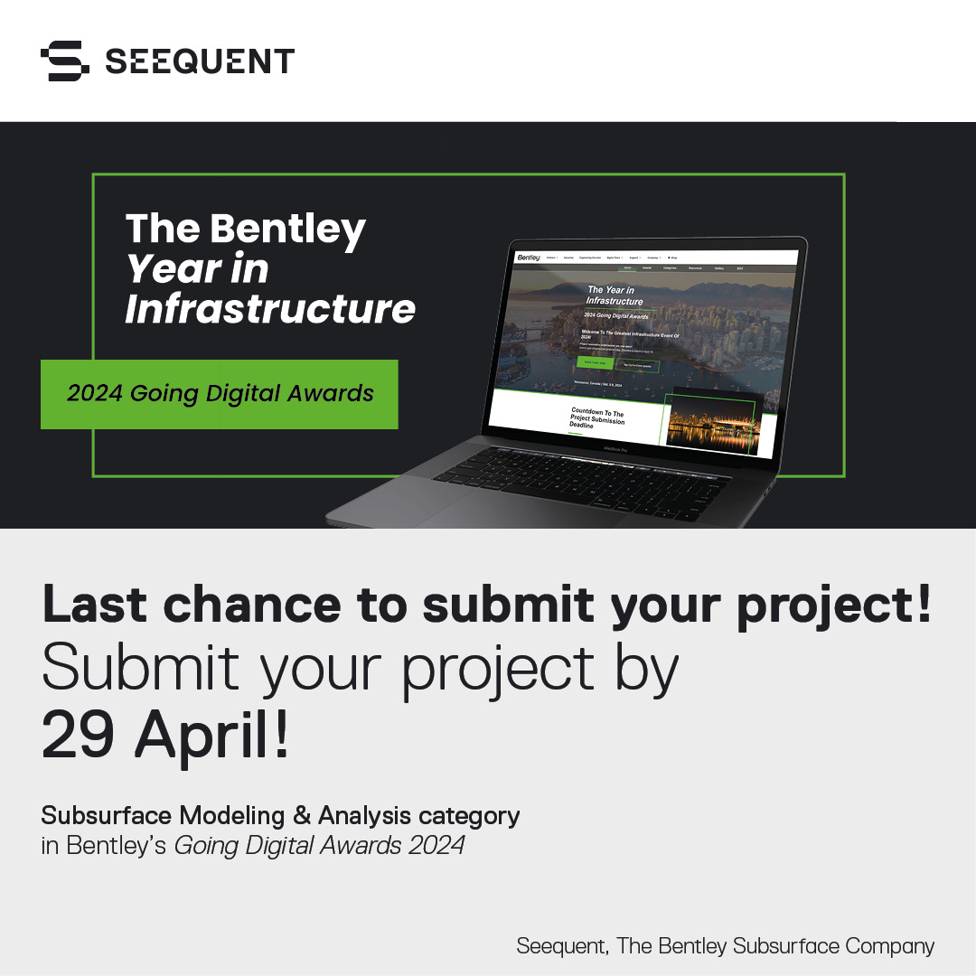 Awards deadline extended! 

Submit your subsurface project and be recognised for your work in the Subsurface Modeling & Analysis category. Open to all Seequent customers - we want to hear from you. 

Submit your project here: bit.ly/3nHkfD8 #YII2024 #techawards