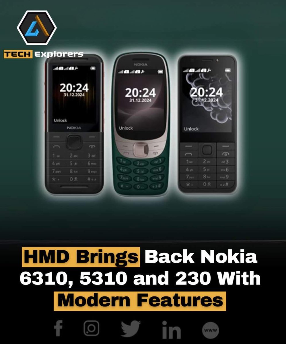 IrfanAliAb74204's tweet photo. Finnish mobile phone maker HMD has officially launched three classic Nokia handsets that bring back the old designs fused with modern features.
#Nokia #hmd #oldphones https://t.co/mzHl7ot75X