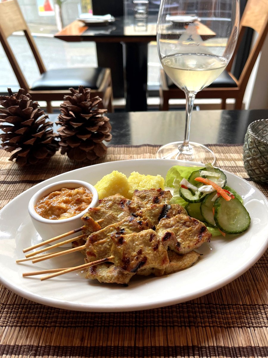WildGingerEats's tweet photo. We’ve added a new satay to our menu! The Nonya Pork Satay is sourced locally and marinated in turmeric and spices, then grilled and served with a pineapple peanut sauce. https://t.co/qEe02KQUs9