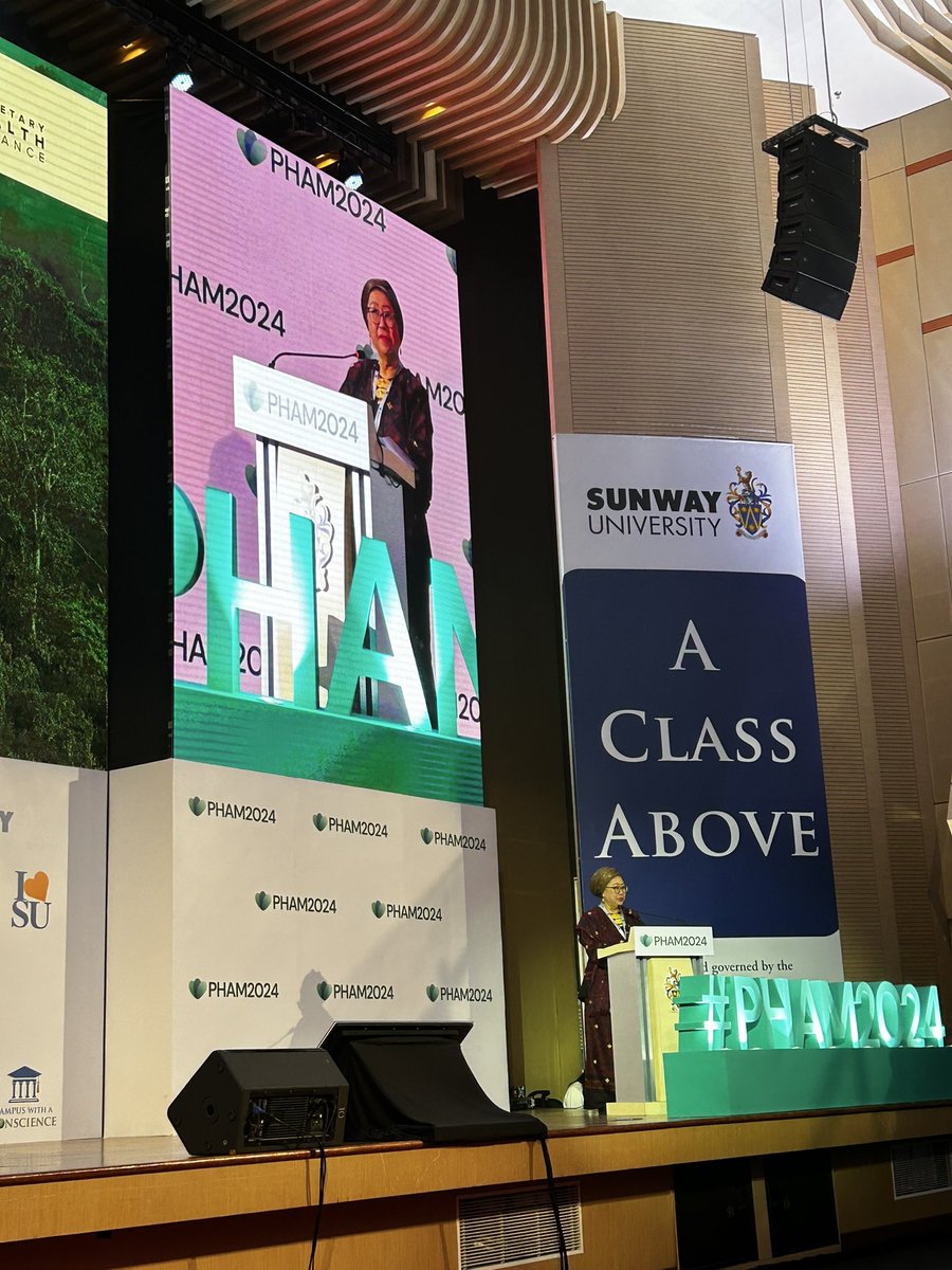 Tan Sri <a href="/JemilahMahmood/">Dr Jemilah Mahmood</a>, <a href="/SunwayCPH/">Sunway Centre for Planetary Health</a> Executive Director &amp; #PHAM2024 steering committee co-chair speaks with passion &amp; conviction as she welcomes 1600 delegates from all over the world to the Planetary Health Summit happening now at <a href="/SunwayU/">Sunway University</a> for the 1st time in Asia.
