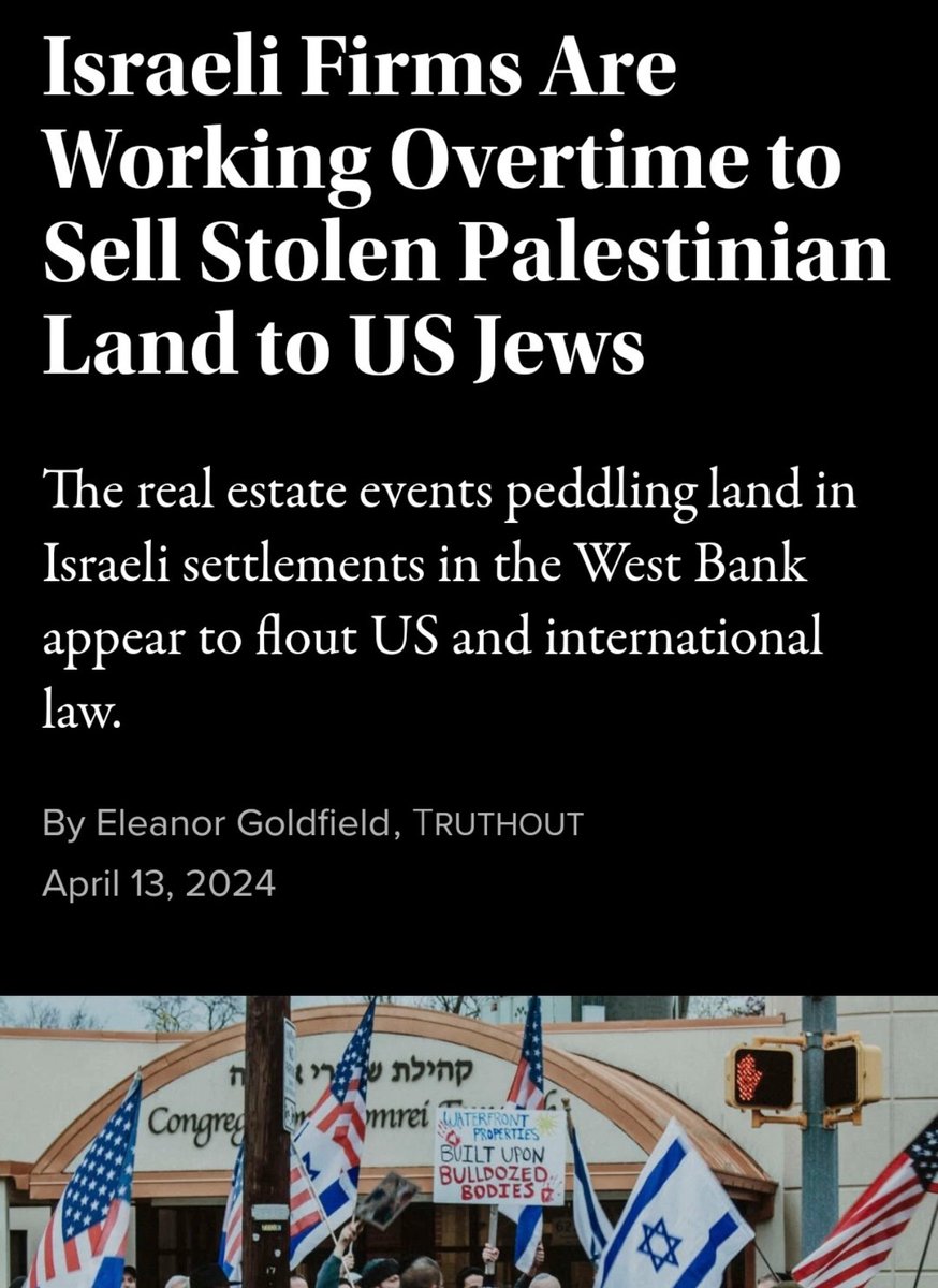 ISRAELIS SELLING PALESTINIAN LAND TO US JEWS