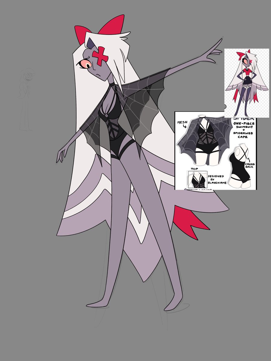Ahxa_a's tweet photo. @mornimstar Quick sketch but i like this idea. Credits to the one who designed the suit ofc <3 #HazbinHotelVaggie https://t.co/Ik5333VEFN