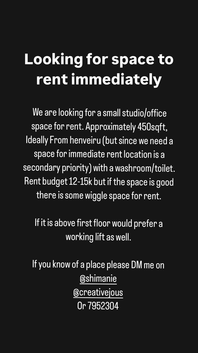 Urgently looking for a space to rent. Pls help!