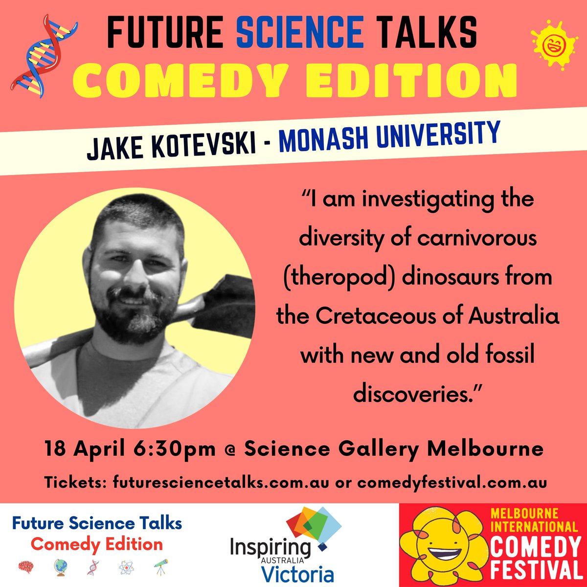 We are so excited to have these speakers at @scigallerymel on Thursday 🙌 Cannot wait to hear their #ScienceComedy talks! Come along on Thursday to see them 🤩 More info via the Melbourne International Comedy Festival link: comedyfestival.com.au/2024/shows/fut…
