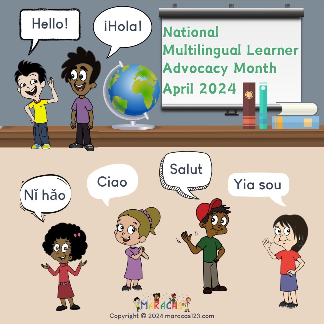 This Multilingual Learner Advocacy Month, let's celebrate linguistic diversity as an asset and recognize the invaluable contributions of multilingual learners to our global community. #languagelearning #maracas123 #maracasparaniños
