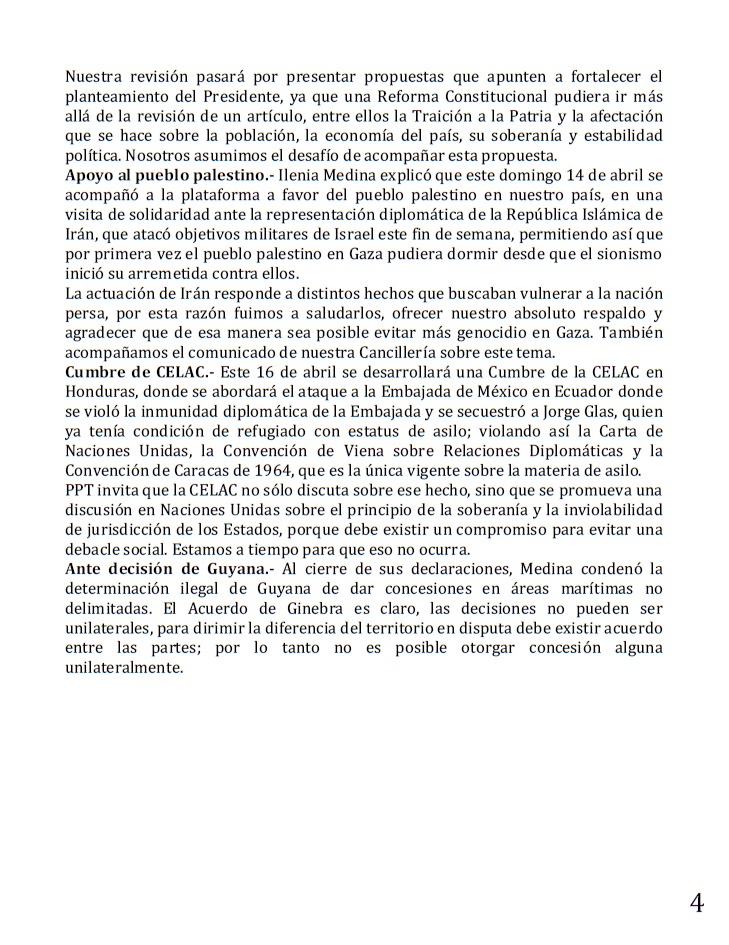 Ilenia Medina: PPT acepta desafío de reformar Constitución
Tolda azul considera oportuna propuesta presidencial de reformar Constitución, también debe revisarse otros aspectos de la Carta Magna, entre ellos pérdida de nacionalidad por Traición a la Patria
#DeCalleMaduroPresidente