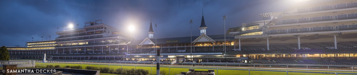 Panorama of @ChurchillDowns from the infield. It rained like the dickens shortly after this was taken.