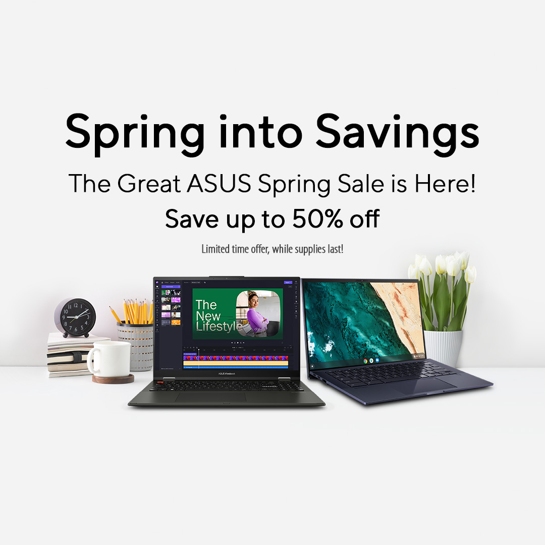 ASUSUSA's tweet photo. Spring into Savings with ASUS! Experience the perfect blend of style and performance !
Don't miss out – upgrade your tech setup today! ✅https://t.co/dD22XpDsWr

#ASUSSpringSale #TechUpgrade #SpringIntoSavings https://t.co/kllInMB1jT