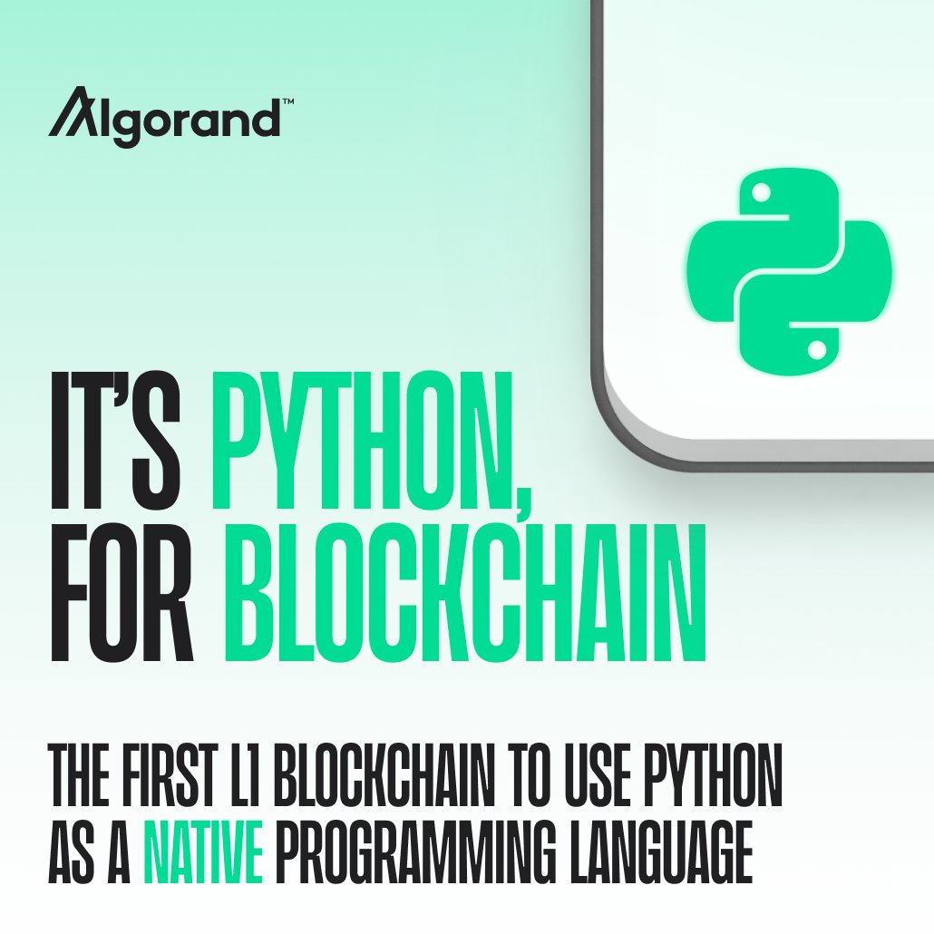 Python is the world’s leading and most popular coding language with over 10M+ users. And with the AlgoKit 2.0 launch, Algorand became the first layer-1 blockchain to use Python as a native programming language 🐍 This opens up the Algorand ecosystem to many more…