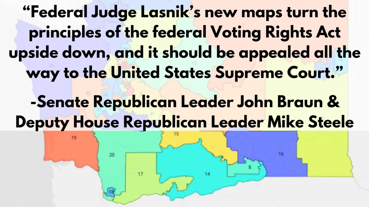 'The new map results in fewer eligible Latino voters in the area and moves their elected representative, the first-ever Latina senator in Central Washington, entirely out of their district.' The new map should be appealed to the U.S. Supreme Court. #waleg ow.ly/LEHu50R2PZ3