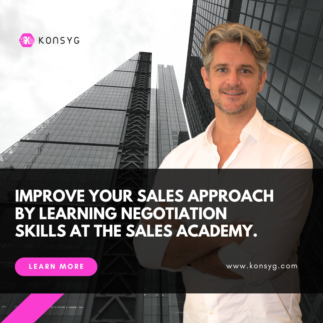 Negotiation is the art of finding common ground. At Konsyg's Sales Academy, our approach transforms every interaction into an opportunity, using negotiation skills to achieve outstanding results.

Learn More: konsyg.com/the-sales-acad…

#B2BSales #GrowthGoals #SalesStrategy