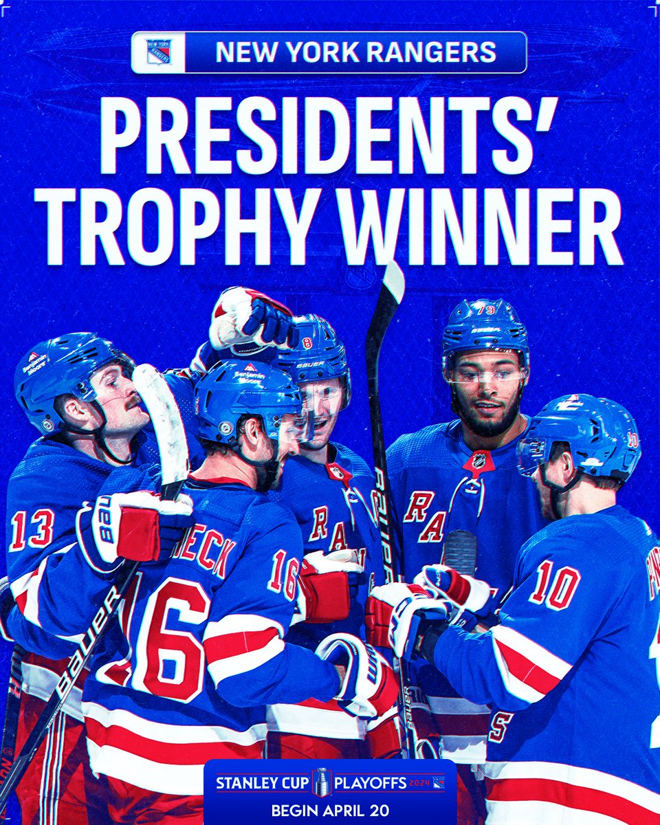 NHL (@nhl) on Twitter photo The cream of the crop. 🤩
The <a href="/NYRangers/">New York Rangers</a> are the top team this season with 114 points! The cream of the crop. 🤩
The <a href="/NYRangers/">New York Rangers</a> are the top team this season with 114 points!