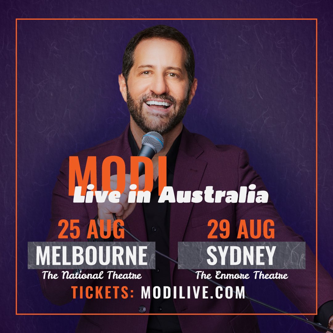 Modi: Live in Australia! 🇦🇺 Mark your calendars, Melbourne & Sydney. Don't miss out on snagging your tickets early 🎟️ Pre-sale begins: April 16th at 12pm AEST 🔓 Use promo code: laughter 🎫 General on-sale begins: April 18th at 10am AEST In partnership with @TEGDAINTY