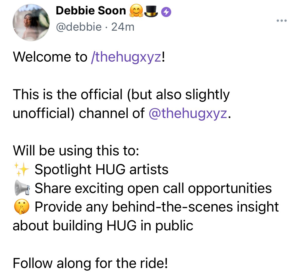 I started a @thehugxyz channel on the purple app… and thanks to the future of Web3 social, get to distribute ~$200 just today to people who join me there. This is hardly an official company initiative (we are STRETCHED and have other important priorities and deadlines), but I