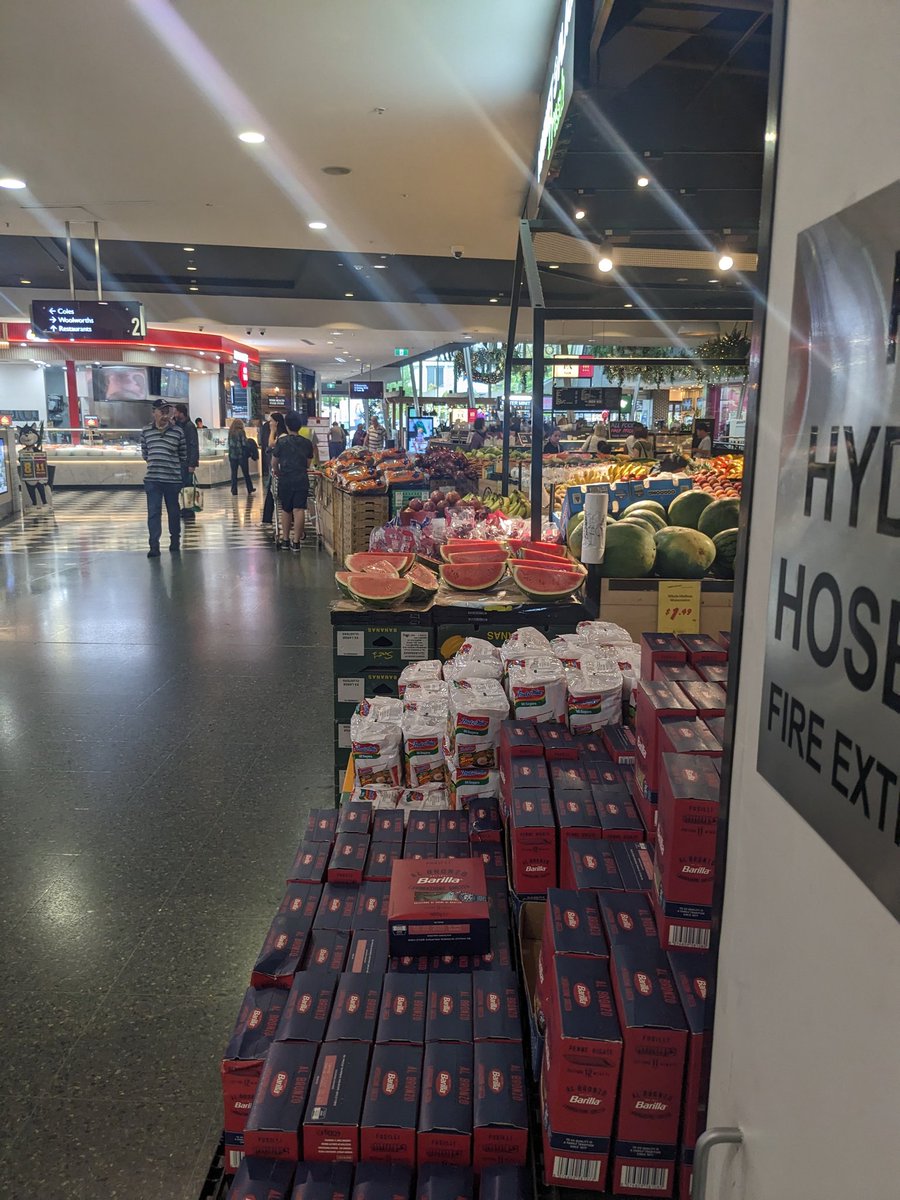 .@westfield fruit shop in Woden obstructing passage, murderously endangering shoppers, abled & disabled. Wasn't #Bondi warning enough?