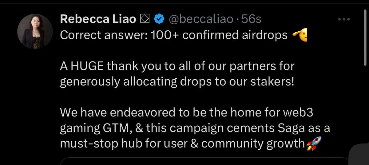 100+ confirmed airdrops for $SAGA Stakers🫡
