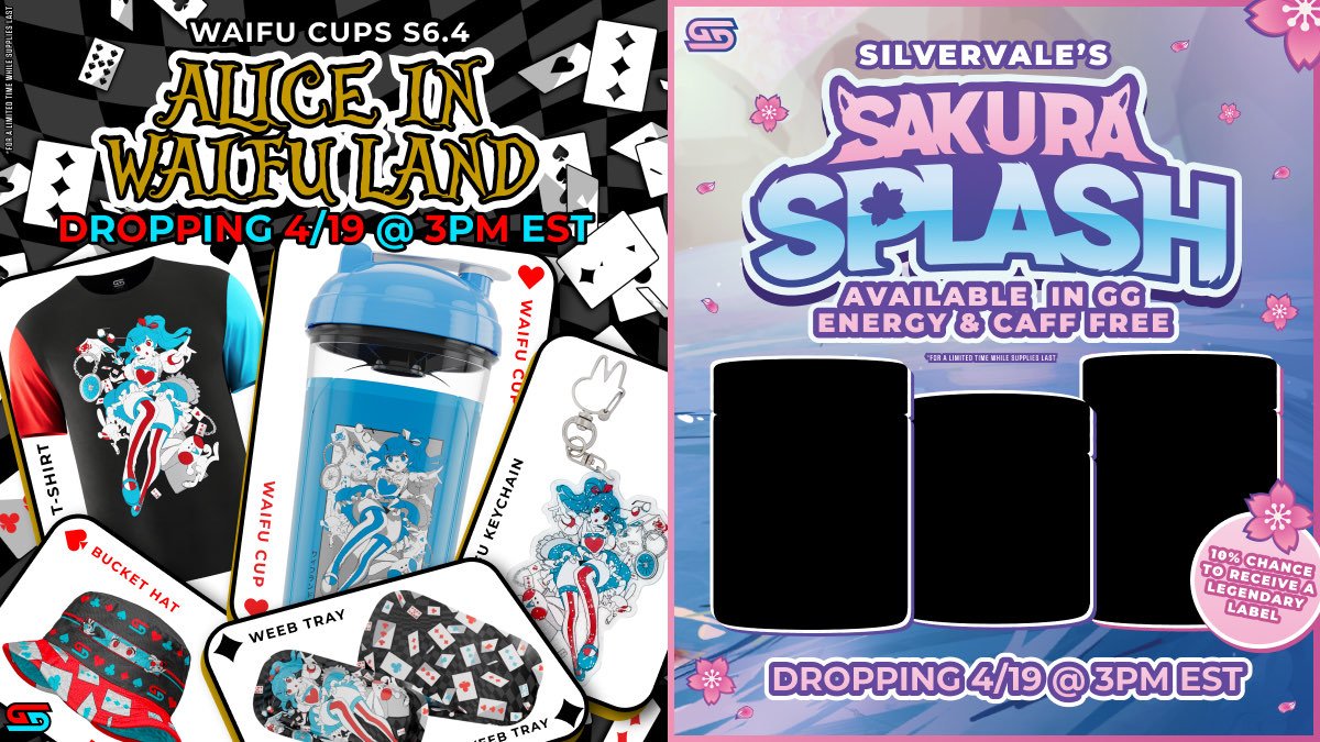 NEW GAMERSUPPS MERCH DROP/WAIFU CUP COMING SOON!!!! I know these are gonna sell out in about 10 minutes so if there's anything in this alice drop that piques your interest, be sure to set your alarms now!! (and use code icy, etc etc) 📷