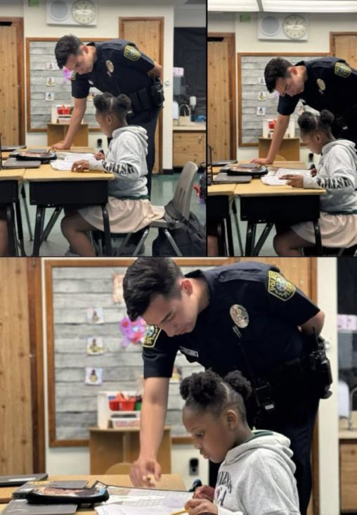 @MDSPD goes above and beyond for our students. Here Officer Jimmy helps a 1st grader prepare for the STAR test.⭐️📝 Today is his last day of training and we wish him the best in his career!👮‍♂️💙 #CopsAndKids #AvocadoAces @MDCPSSouth @MDCPS @SuptDotres