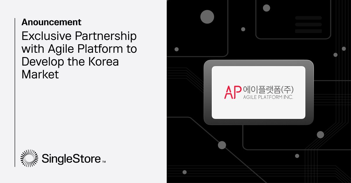 SingleStoreDB's tweet photo. SIngleStore has been gaining traction in APAC. Today we announced an exclusive partnership with Agile platform to bring real-time, AI-driven solutions to the Korean market 🇰🇷
More: https://t.co/IoMrZLsAzH
#partners #GenAI #KoreaTech #SingleStore #database #RealTime #AI https://t.co/ki3zrssrdy